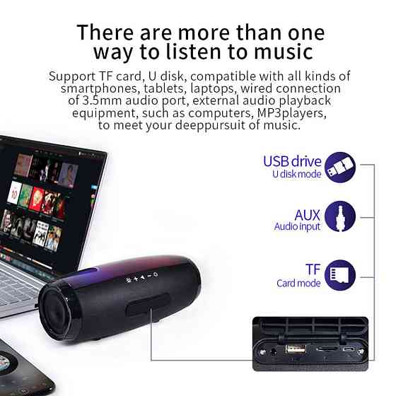 Портативна Bluetooth колонка TiG TG165C 7681 з водозахистом, LED-підсвіткою та потужним звуком Київ