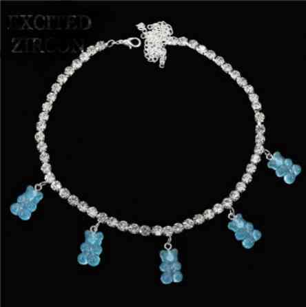 Бусы с мишками голубые - длина 35см + 20см, (ругелируется), смола, цинковый сплав Киев