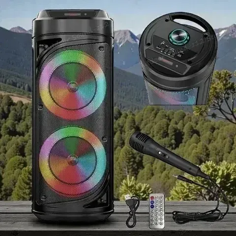 Колонка музична портативна Bluetooth ZQS6212 20Вт з USB, TF, AUX, FM, LED підсвіткою та мікрофоном Одеса - фото 3