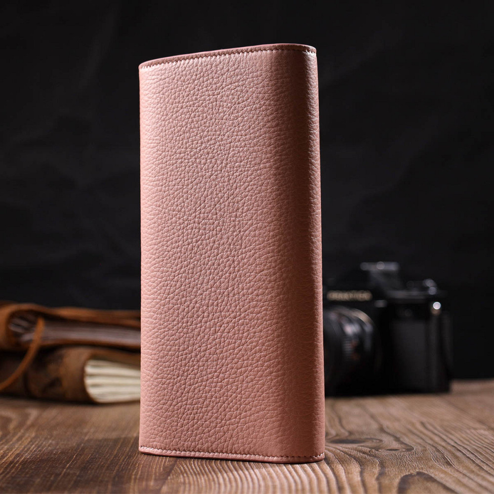 Оригинальный женский кошелек с монетницей на молнии из натуральной кожи Пудровый (Tony Bellucci) Киев - изображение 3