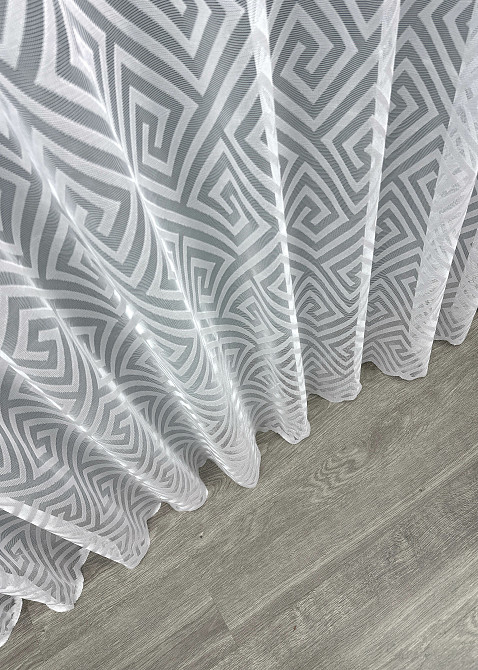 Тюль жакард, колекція "Ромб Меандр" колір білий 1559т Київ - фото 5