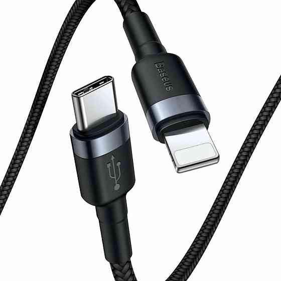 Кабель Baseus Cafule Cable Type-C to iP PD 18W 1m Gray+Black Київ