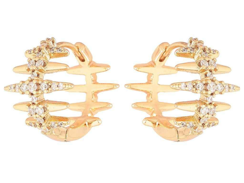 Сережки кільця позолота 18K «Декоративний візерунок з кристалами» 288851 ТМ XUPING Київ - фото 1