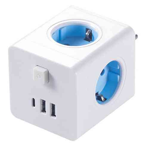 Мережевий розгалужувач Power Cube куб 4 розетки 3 USB 250В 16А до 4000Вт подовжувач адаптер Київ