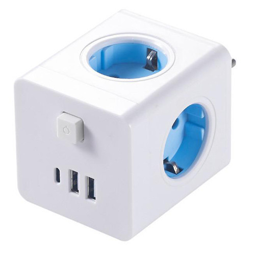 Мережевий розгалужувач Power Cube куб 4 розетки 3 USB 250В 16А до 4000Вт подовжувач адаптер Київ - фото 1