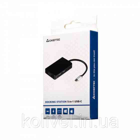 Док-станція USB3.1 Type-C --> HDMI/USB 3.0x2/USB-C/PD 60W 5-in-1 DSC-501 CHIEFTEC (DSC-501) Київ