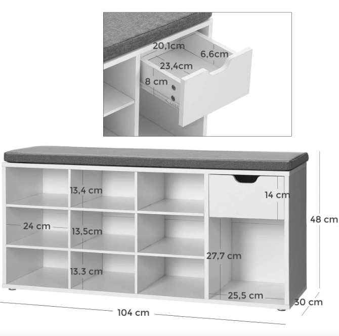 Тумба для взуття Leobert Kompred з місцем для сидіння білий Київ - фото 5