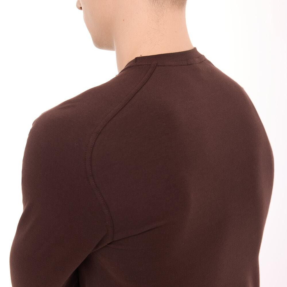 Шоколадный мужской лонгслив Pobedov Dune. Черная мужская кофта из кулира Киев - изображение 4