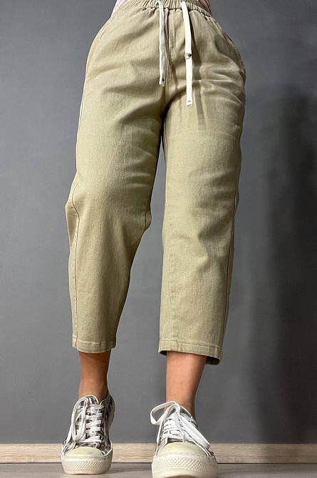 Джинси жіночі A-N 9962 MOM кюлоти укорочені резинка на таліі шнурок бежеві, бежевий, XL, XL, 87 см, 112 см Київ - фото 19