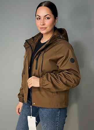 Куртка женская YZY 30128 ветровка оверсайз с капюшоном на подкладке one size, коричневый, one size Киев