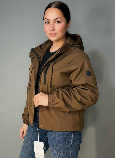 Куртка женская YZY 30128 ветровка оверсайз с капюшоном на подкладке one size, коричневый, one size Киев - изображение 4