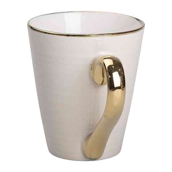 Чашка порцелянова із золотим обідком та позолоченою ручкою 320 (мл) Бежева RX-N240624BE Київ