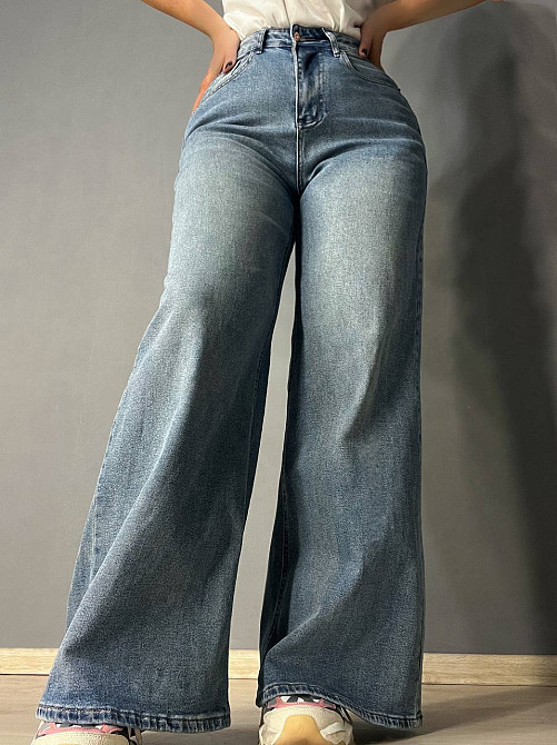 Джинси жіночі Allure 6701 широкі палаццо кльош з високою посадкою сині, синій, 31, 31, 86 см, 117 см Київ - фото 18