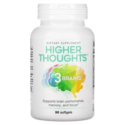 Витаминно-минеральный комплекс Natural Factors Поддержка работы мозга, 3 Brains, Higher Thoughts, 30 гелевых капсу (NFS-03050) Винница - изображение 3