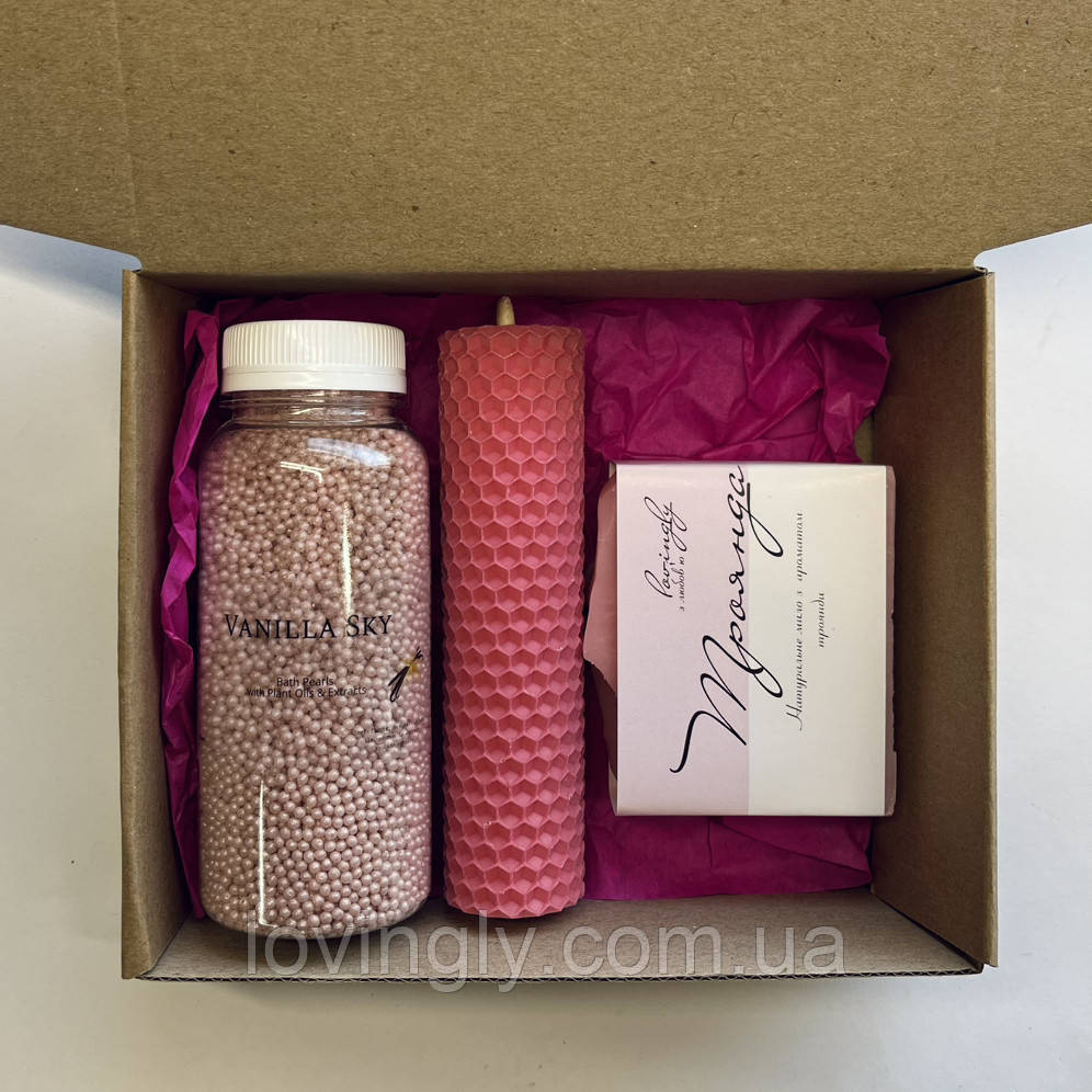 Подарок-комплимент для женщины с жемчужинами для ванны, мылом ручной работы и свечей Ирпень - изображение 4
