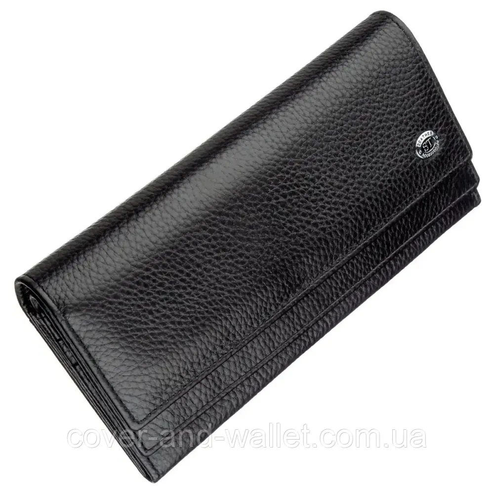 Черный женский кожаный кошелек с визитницей ST 9-103 Киев - изображение 1