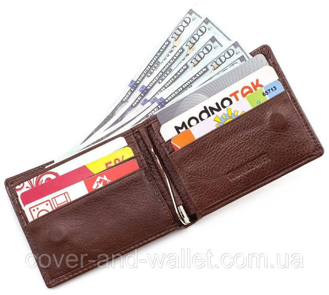 Маленький мужской кошелек c зажимом на магнитах из гладкой кожи ST Leather Киев - изображение 8