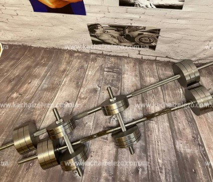 Набор 93 кг Штанга + W-образный гриф + Гантели наборные Гантели, гири, штанги и диски металлические блины Киев - изображение 1