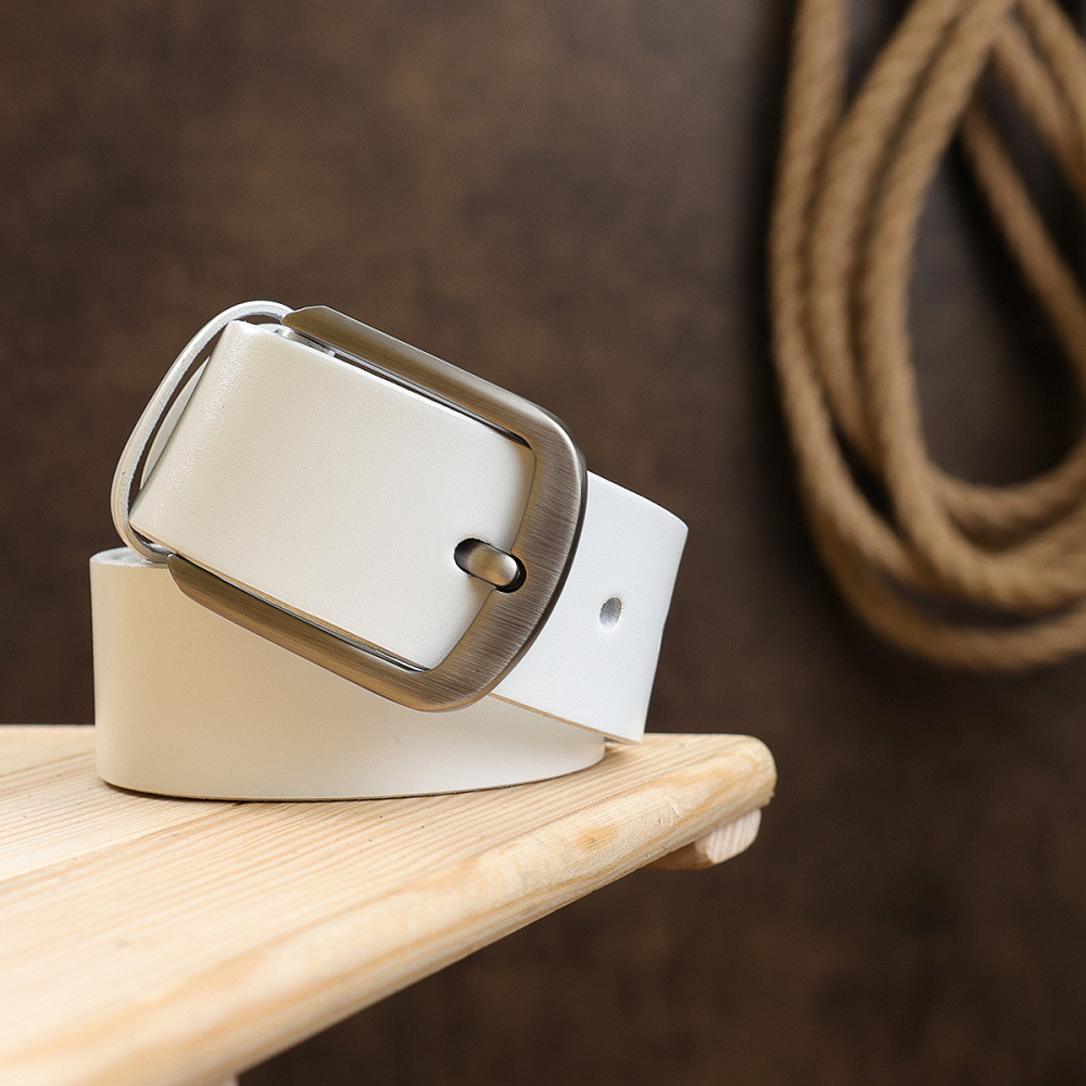 Ремінь шкіряний унісекс Vintage 20729 Білий Київ - фото 10