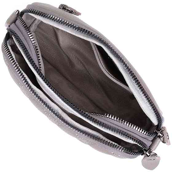 Зручна жіноча сумка прошита ромбами на лицьовій стороні з натуральної шкіри Сірий (Vintage) Київ