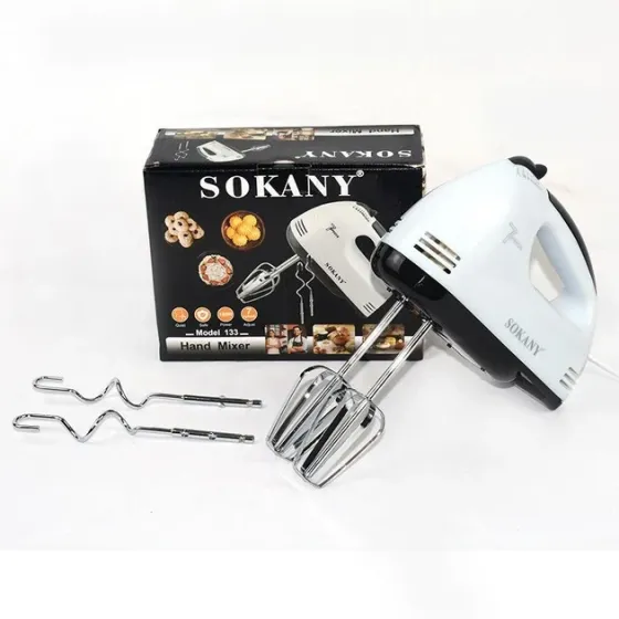 Электрический миксер Sokany SK-133 180Вт, 7 скоростей, венчики и крюки из нержавеющей стали, для теста и взбивания Одесса