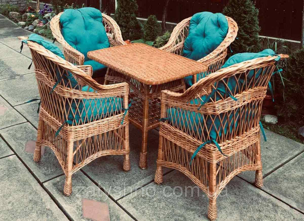 Плетені меблі з накидками |  Комплект плетених меблів | меблі з лози зі столом Київ - фото 5