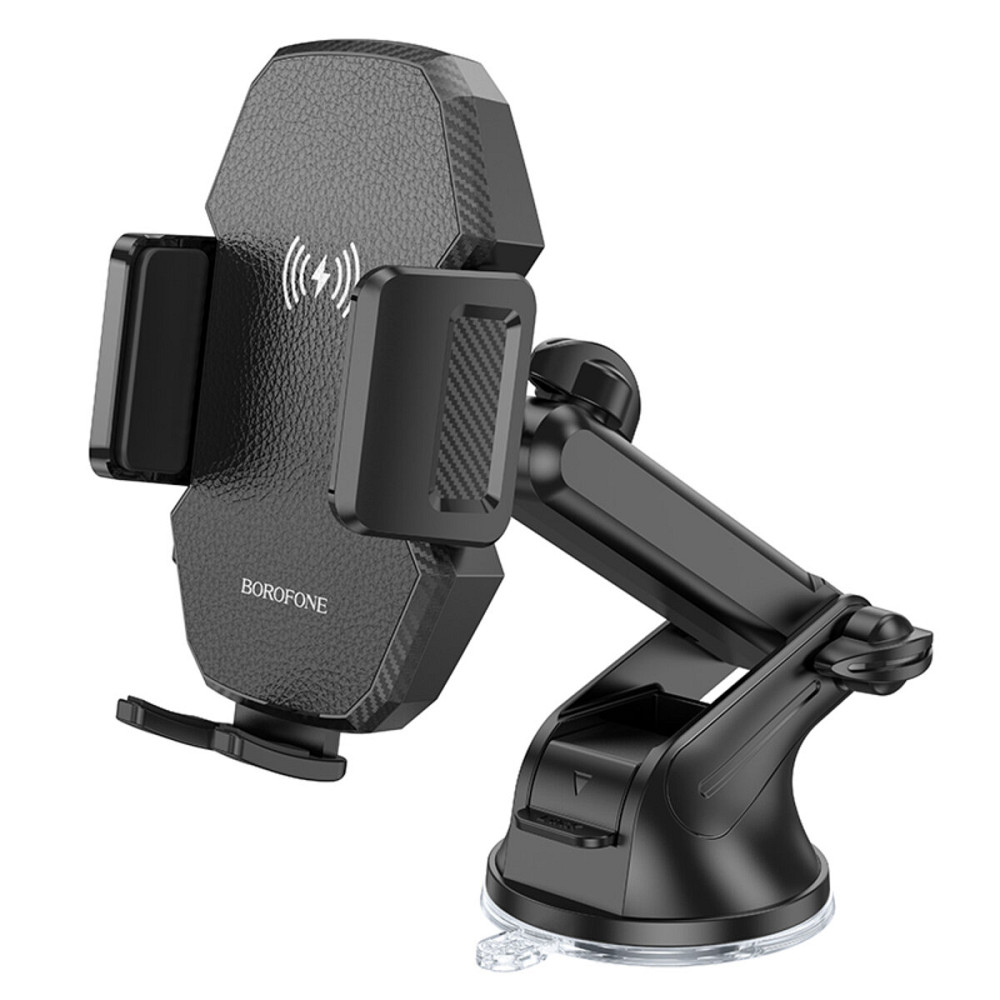 Тримач для мобiльного з БЗП BOROFONE BH214 Adelante wireless fast charging car holder(center console) Black (6941991109782) Київ - фото 1