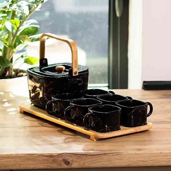 Yiwu Чайний набір із підставкою, на 6 персон, чорний, сучасний Киев