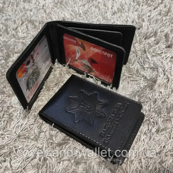 Кожаная обложка НПУ (национальная полициия) под жетон на два отделения PS Leather Киев - изображение 1