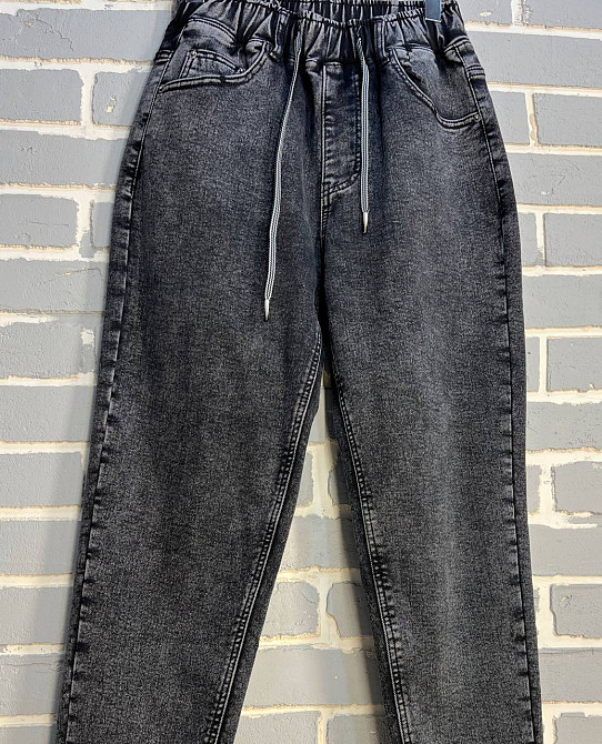 Джинсы женские Vanver 81957 МОМ на резинке шнурок утепленные батал черные, черный, 29, 29, 90 см, 120 см Киев - изображение 13