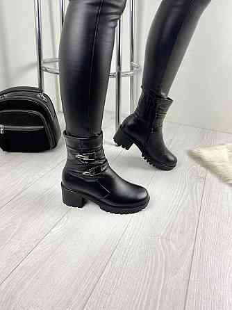 Черевики жіночі ARLETT чорні натуральна шкіра з хутром висота 14 см (Б321) Коломия