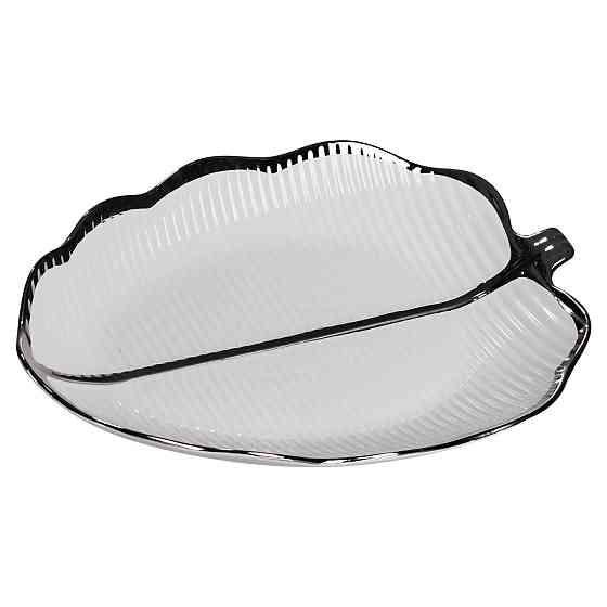 Yiwu Порцелянове блюдо для сервірування столу у формі листа 31×20×3 (см) Срібло Коломыя