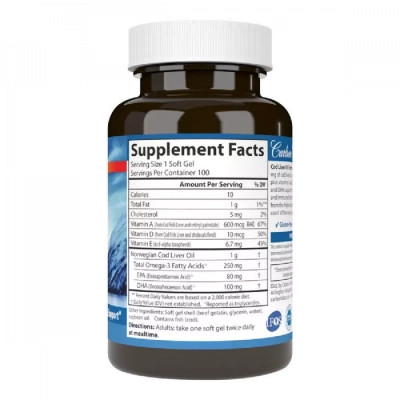 Жирні кислоти Carlson Жир із печінки Норвезької Тріски, 1000 мг, Cod Liver Oil, 10 (CAR-01301) Вінниця - фото 2