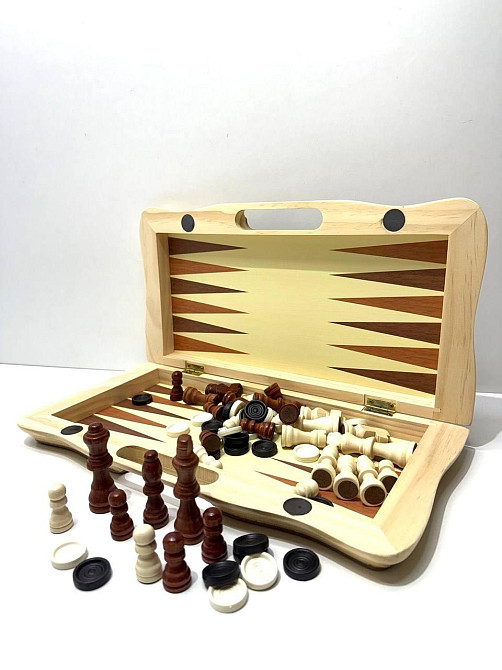 Шахи набір 3 в 1 нарди шашки дерев'яна дошка (TD202325) Чернигов - изображение 3