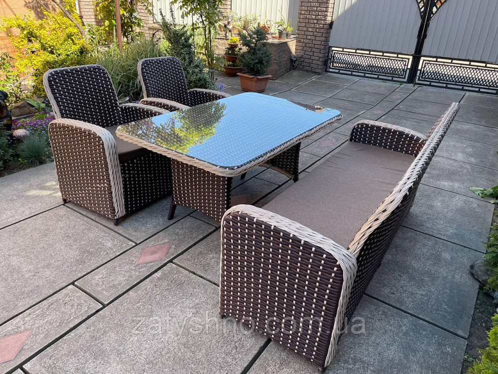 Ротангові меблі зі столом зі склом та подушками Київ - фото 10