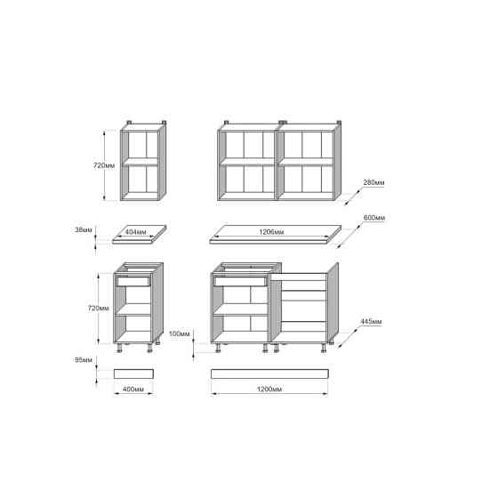 Кухня модульна Эверест Оптима набор №4 Нимфея альба+Дуб крафт золотой 2,2 м (без столешницы) (DTM-5706) Львов