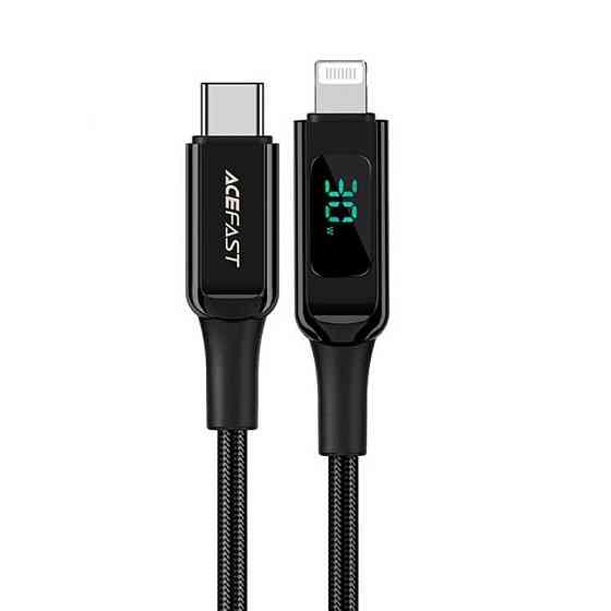 Кабель ACEFAST C6-01 Type-C to iP, 3A, 30W, 1.2m, nylon, zinc connectors, Black Київ