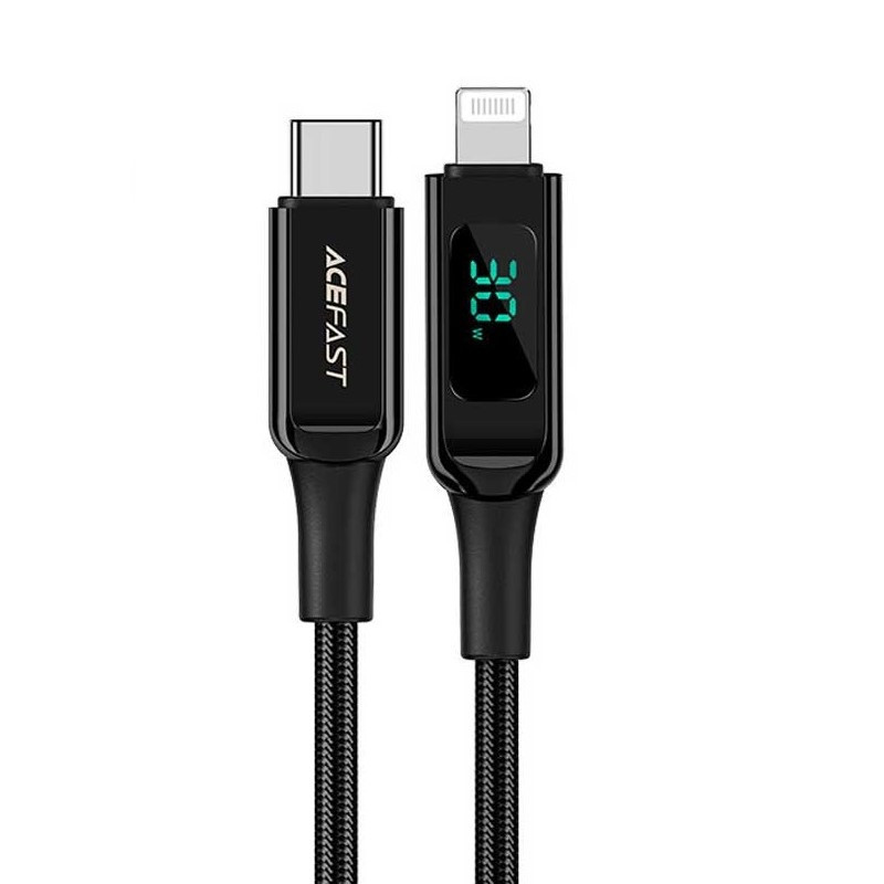 Кабель ACEFAST C6-01 Type-C to iP, 3A, 30W, 1.2m, nylon, zinc connectors, Black Київ - фото 2
