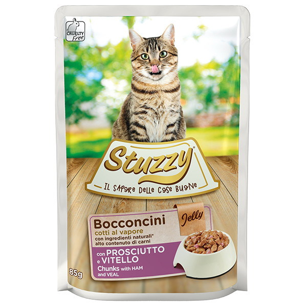 Stuzzy Cat Ham and Veal ШТУЗИ ВЕТЧИНА ТЕЛЯТИНА в желе консервы для котов, влажный корм, пауч 85г Киев - изображение 1