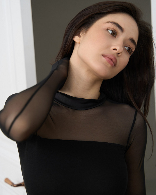 Женский Боди с сеточкой длинный рукав стойка под горло Ozkan 22779 L Киев - изображение 8