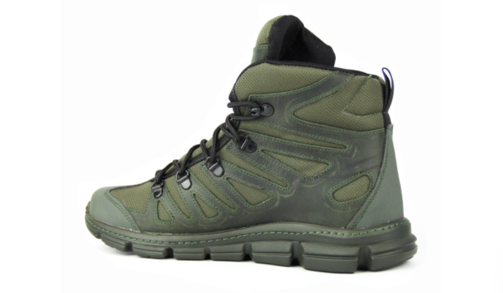 Тактичні черевики зелені, демісезонні, шкіряні, посилена п’ятка, прошиті, зручні для активного відпочинку Львів - фото 3
