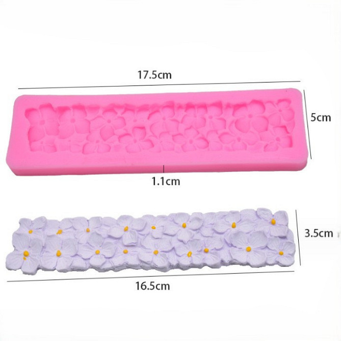 Молд силиконовый Цветочки 175 на 50 мм розовый Киев - изображение 2