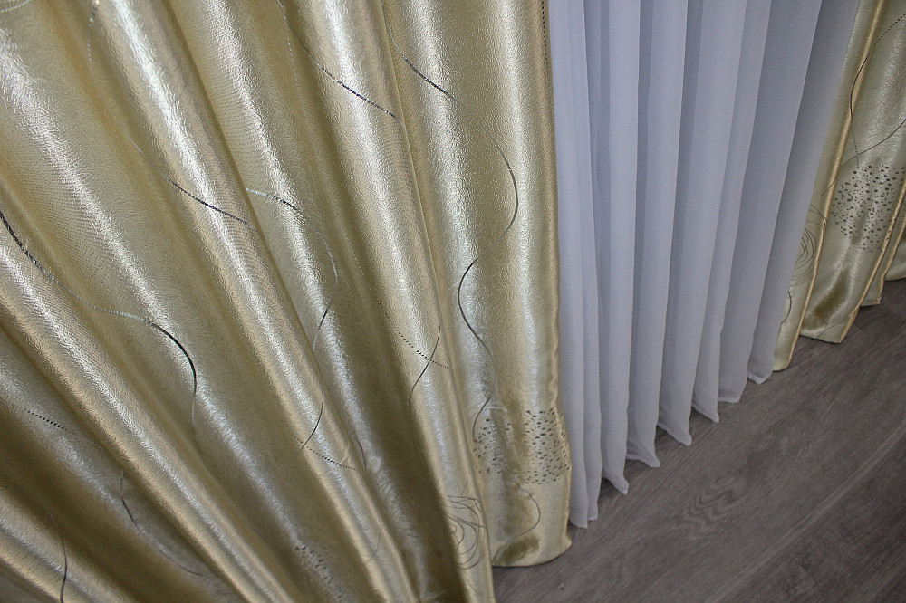 Комплект готових штор VR-Textil Софт № 1396ш Бежевий 150х270 см 2 шт (33-0249) Київ - фото 7