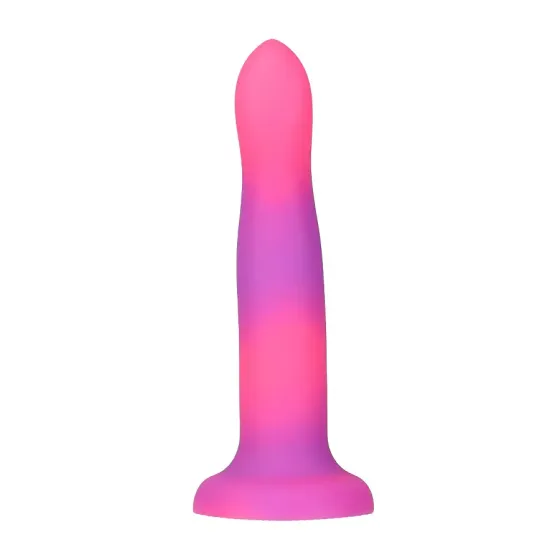 Фалоімітатор, що світиться в темряві, ADDICTION Rave 8″, Glow in the Dark Dildo Pink Purple, 20,3 см Львів