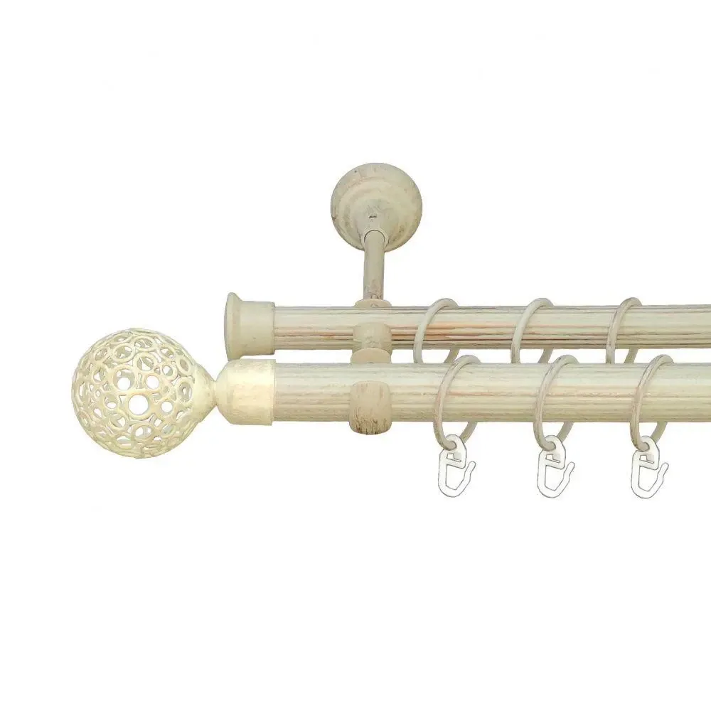 Карниз Orvit Савона металевий дворядний відкритий рифлена труба кільце металеве Біле Золото 25\19 мм 200 см Львов - изображение 1