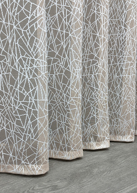 Тюль жакард колір білий з пудровим 1673т Київ - фото 5