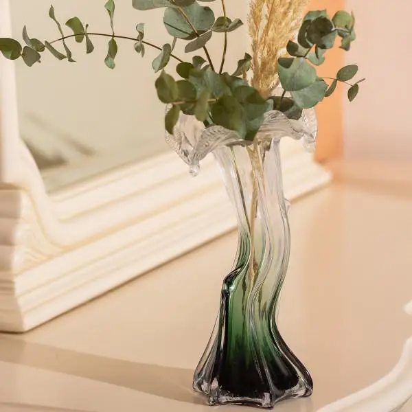 Фігурна зелена ваза для квітів 29 см Київ - фото 2