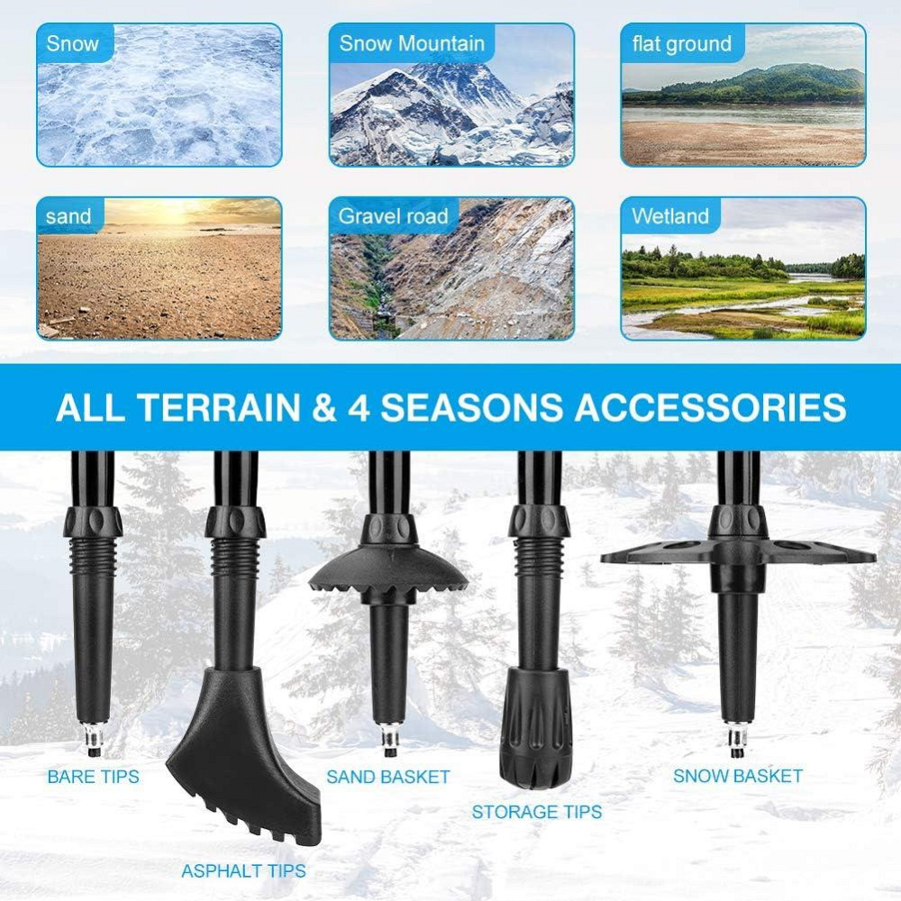 Туристичні трекінгові палиці складані комплект 2 шт, скандинавські палиці для ходьби легкі алюмінієві, чорні для походу альпінізму Київ - фото 7