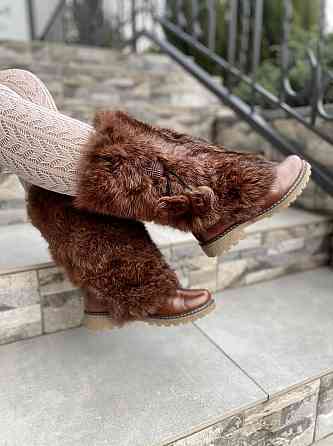 TopS Унти жіночі TopS коричневі натуральна шкіра з хутром висота 26см обхват 32-33см размер 36- Коломыя