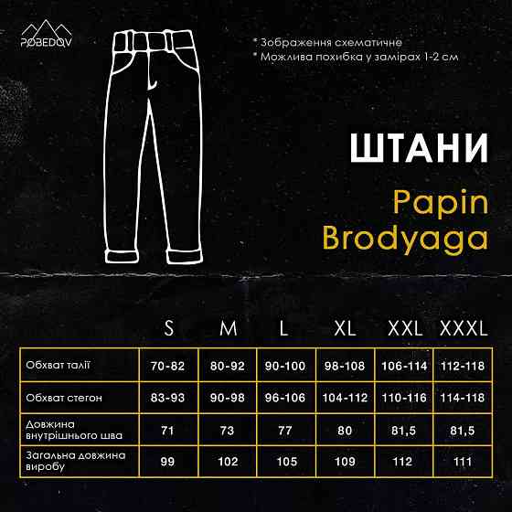 Штани карго чоловічі весняні з кишенями чорні Pobedov Papin Brodyaga Київ